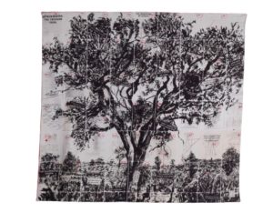 Scarf - Black & White William Kentridge Tree 90 x 90cm