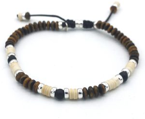 Bracelet - Brown, Cream & 925 Silver Asch