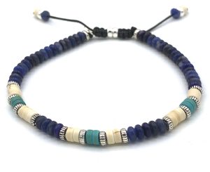 Bracelet - Blue, Cream & 925 Silver Asch
