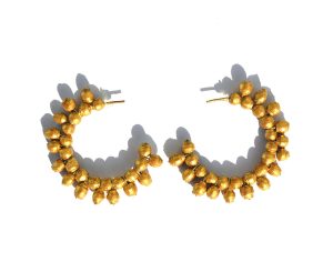 Earrings - Gold Paper Mache Sun