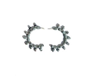 Earrings - Green Paper Mache Sun