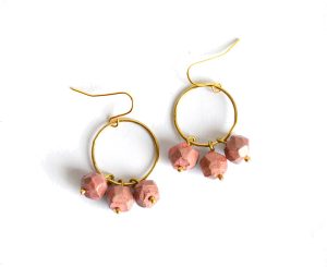 Earrings - Coral Paper Mache Nugget