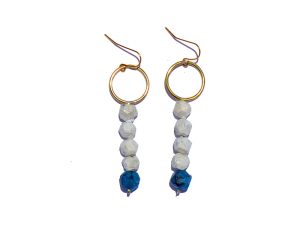 Earrings - Blue Paper Mache Quartz