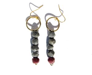 Earrings - Coral Paper Mache Quartz