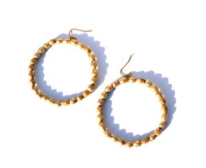 Earrings - Gold Paper Mache Charm