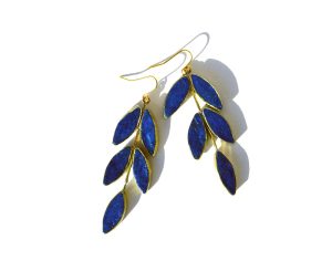 Earrings - Blue Paper Mache Posy