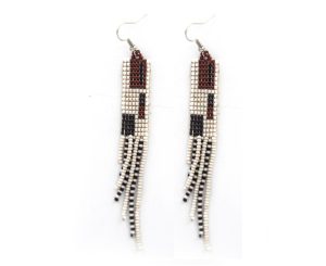 Earrings - White Bead Colour Block