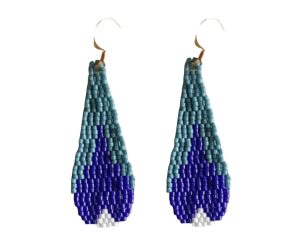 Earrings - Blue Bead Raindrop