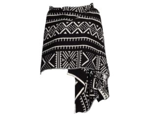 Scarf - Black Knitted Wrap Mud Cloth Print