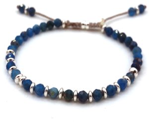 Bracelet - Light Blue & 925 Silver Asch with Faceted Beads