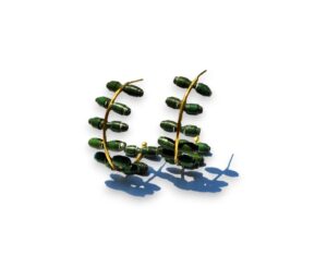 Earrings - Green Paper Mache Khula HalfHoop