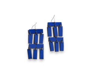 Earrings - Navy Paper Mache KhetsaLayered Long