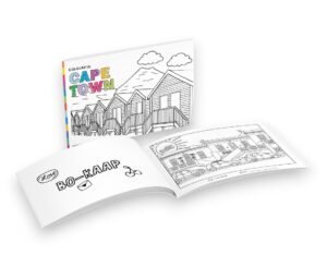 Colouring-In Book - Black & White Colourful South Africa Cape Town A4 SoftCover