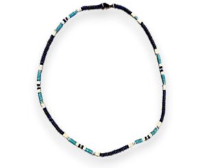 Necklace or Triple Bracelet - Blue, Cream & 925 Silver Asch