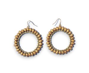 Earrings - Gold Paper Mache Ilanga Long